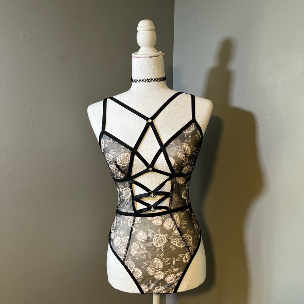 Victoria’s Secret Black Rose Lingerie Bodysuit